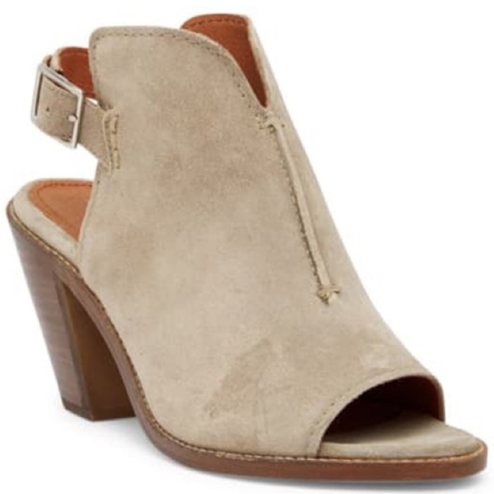 Frye Courtney Ash Suede Peeptoe Sling Booties ⭐️